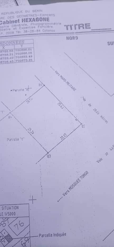 Parcelle de 509m2 a vendre A  zongo-cotonou avec TF